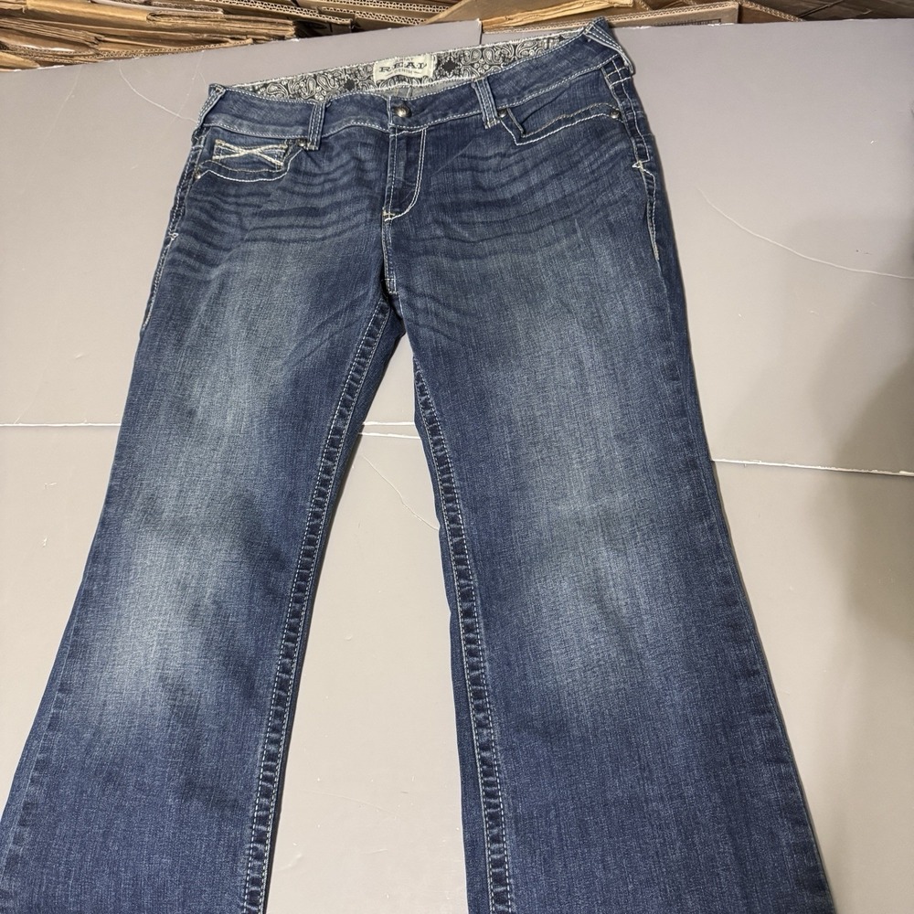 Ariat REAL Denim Whipstitch Riding Jeans Blue Western Womens 33 31 Bootcut Rodeo